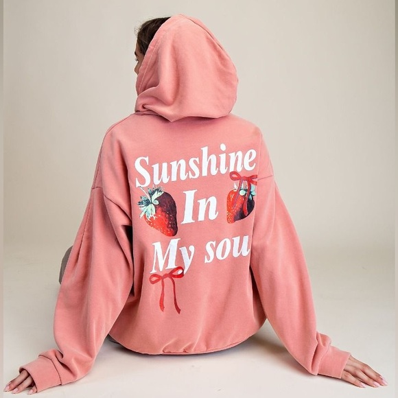 #498. Sunshine in My Soul Hoodie - Lipstick Pink - Picture 1 of 5